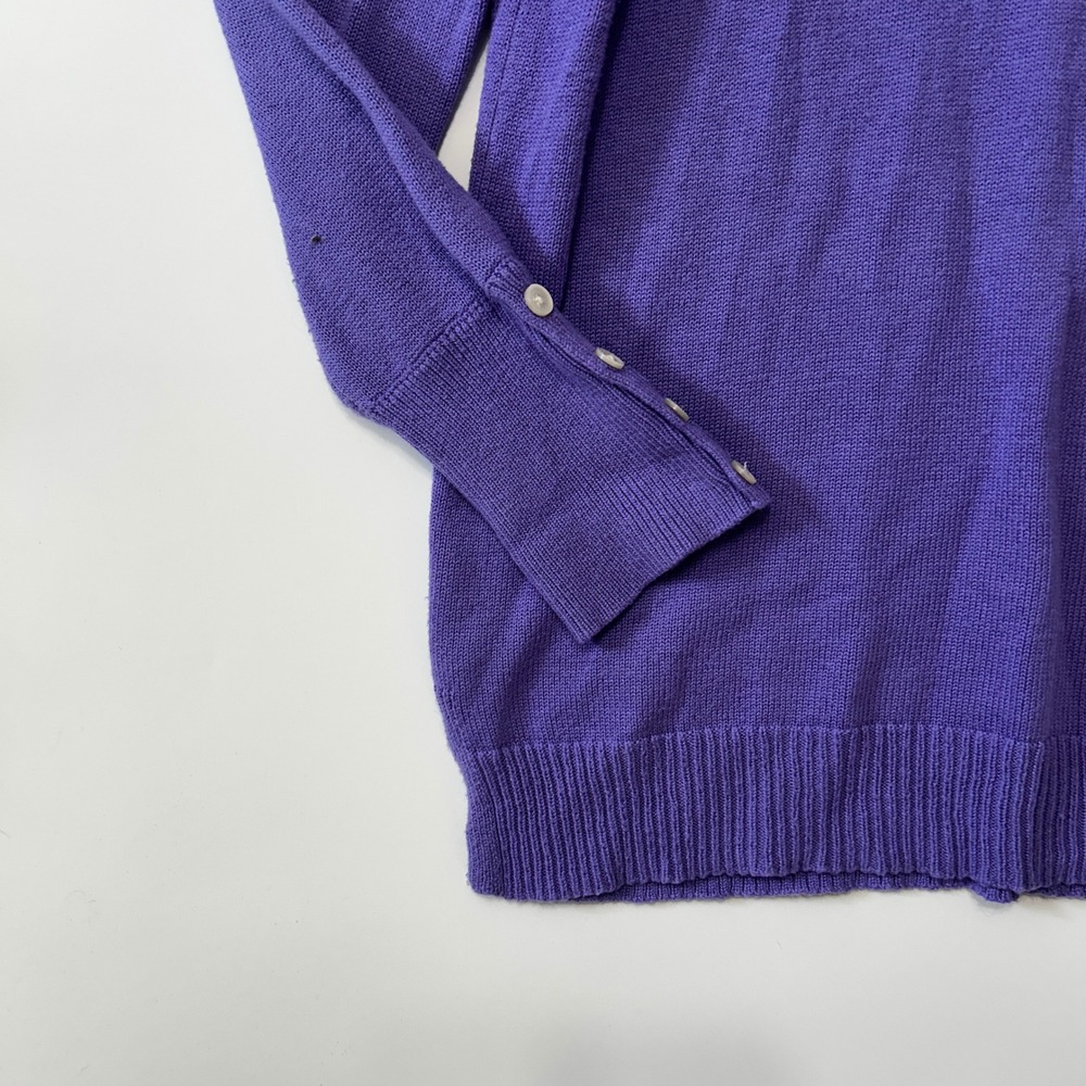 Lauren Ralph Lauren Purple Cowl Neck Sweater Button Cuff Knit Top Women L